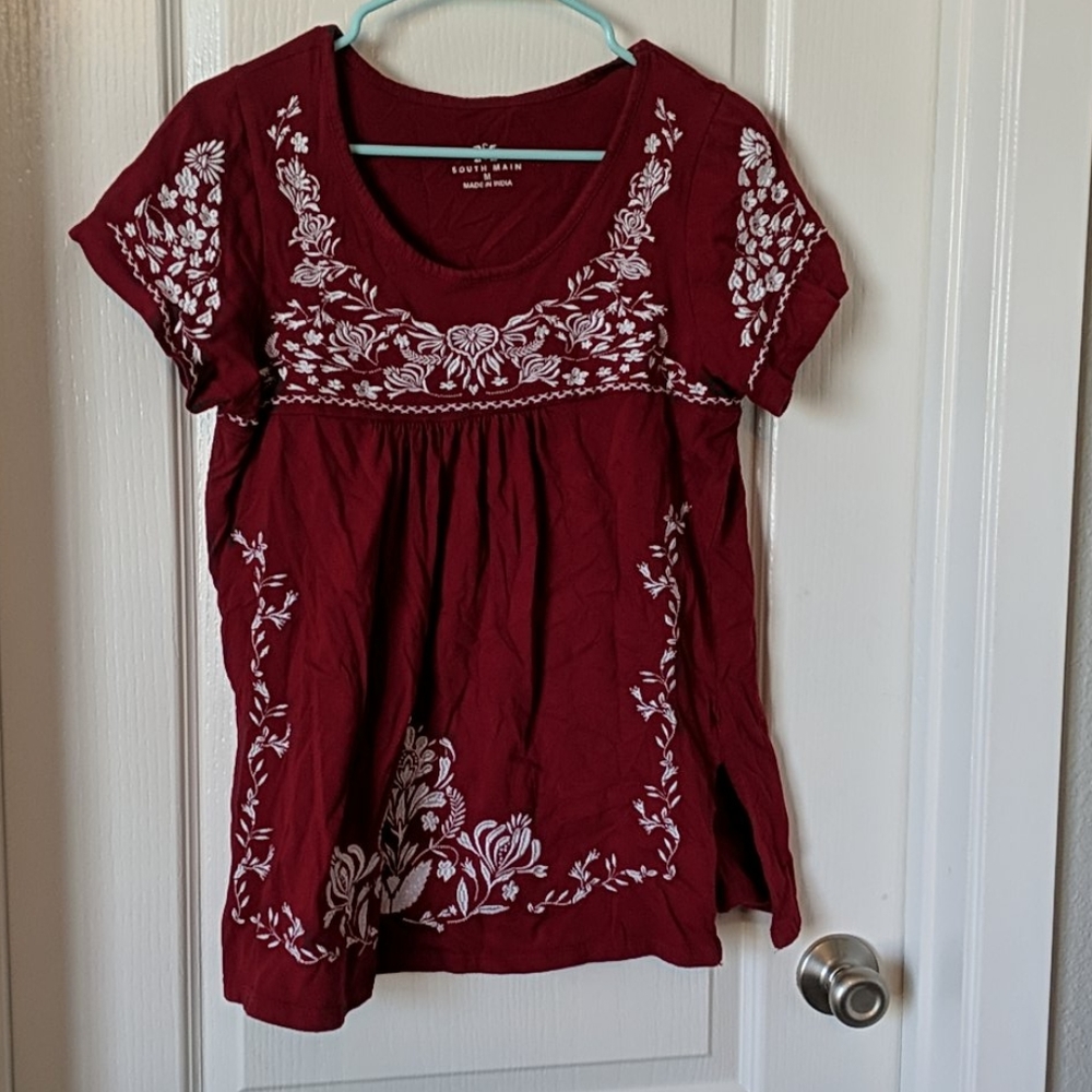South main embroidered blouse